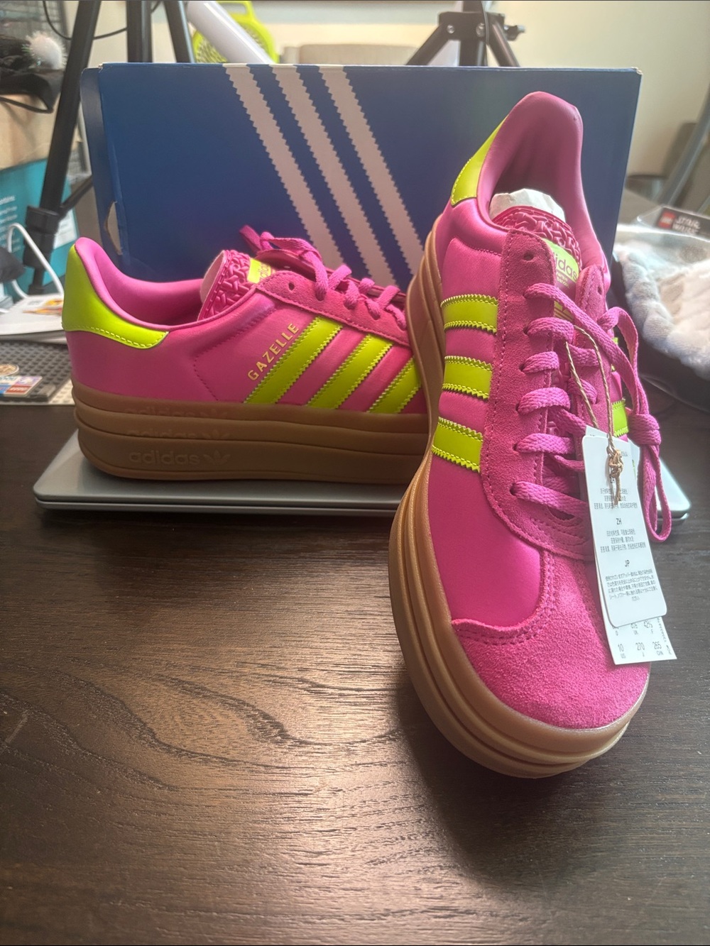 adidas Kids Gazelle Bold Pink with Neon Yellow Accents